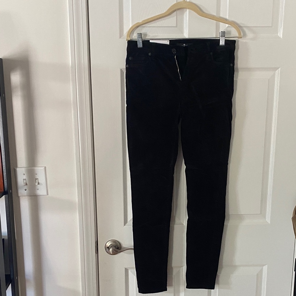 7 for All Mankind Black Velvet Skinny Pants